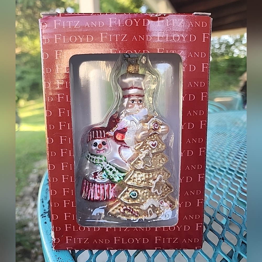 Fitz And Floyd Santa And Snowman Baking Gingerbread Christmas Tree Ornament